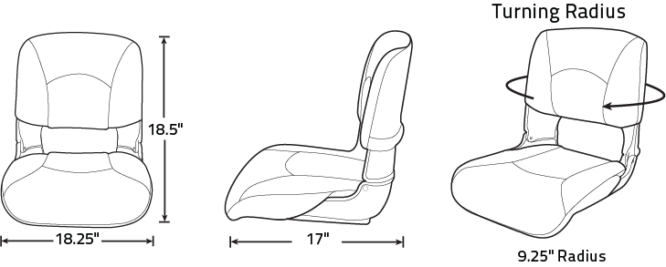 TEMPRESS All-Weather High Back Folding Boat Seat (45608) Charcoal and Gray
