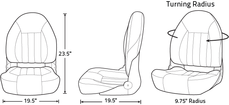 TEMPRESS ProBax Orthopedic High Back Boat Seat (68452)
