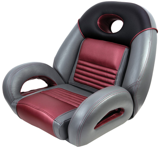 PRO Fishing Speed-Seat charcoal gray burgundy marine boat seat with universal mount (1040940-02)