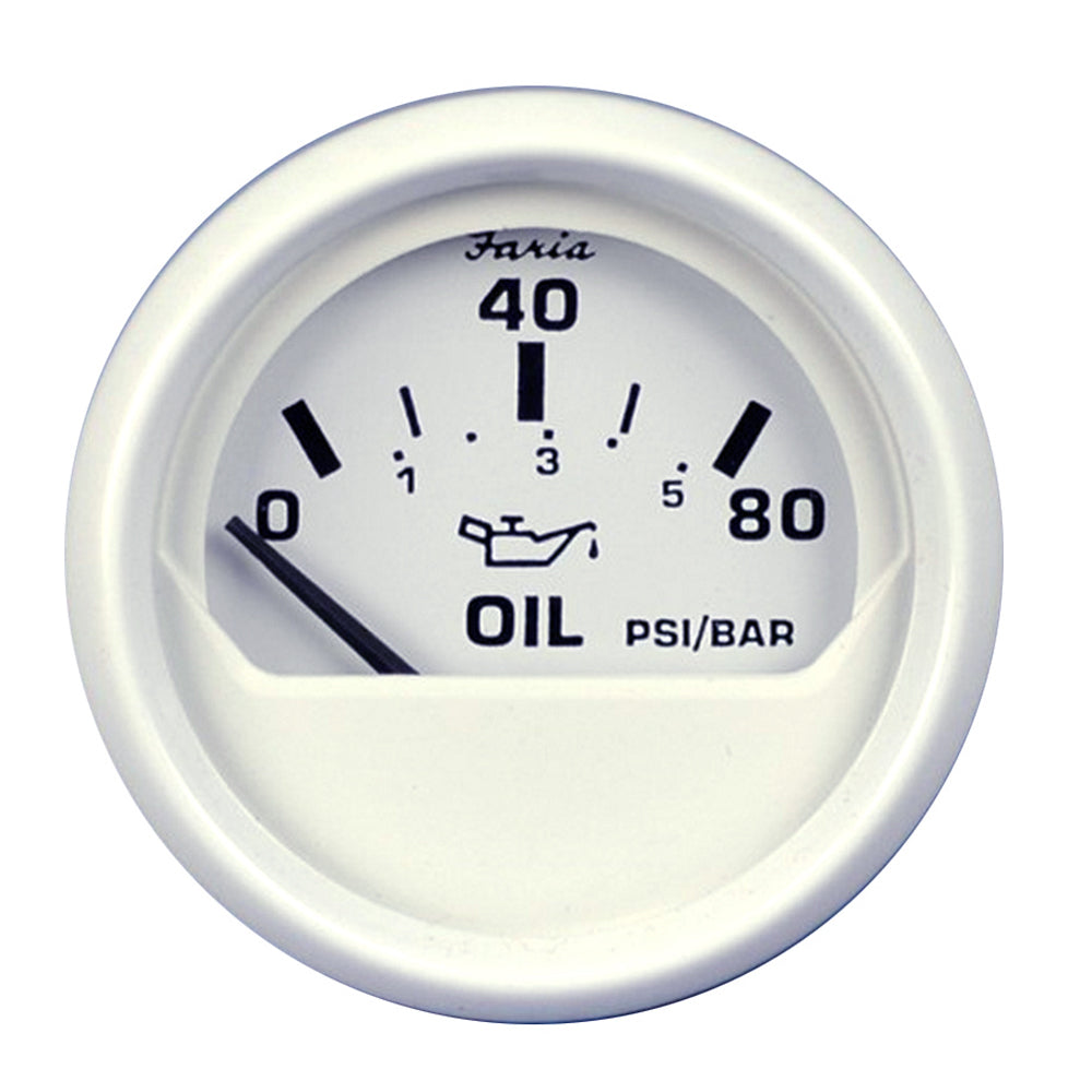 Suncoast Marine and Auto offers Faria Dress White 2" Oil Pressure Gauge (80 PSI) (13102)