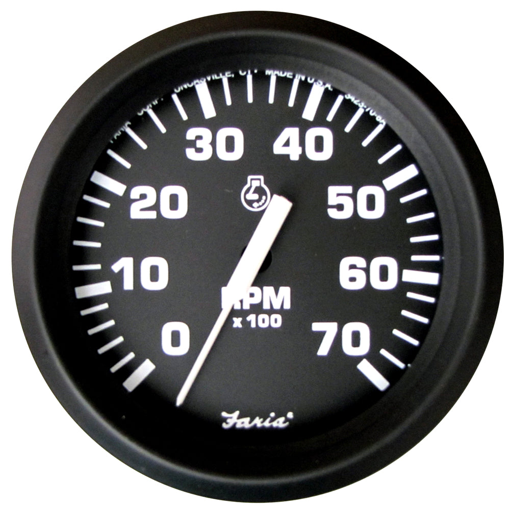 Suncoast Marine and Auto offers Faria Euro Black 4" Tachometer - 7,000 RPM (Gas - All Outboard) (32805)