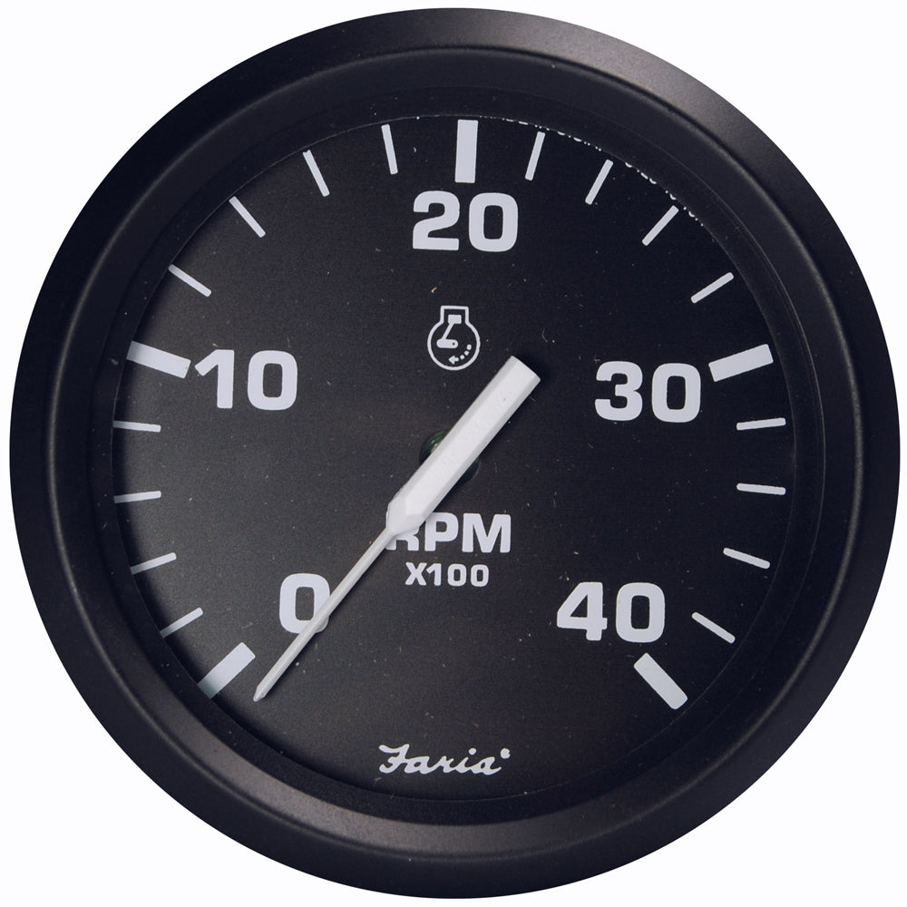 Suncoast Marine and Auto offers Faria Euro Black 4" Tachometer - 4000 RPM (Diesel - Magnetic Pick-Up) (32803)