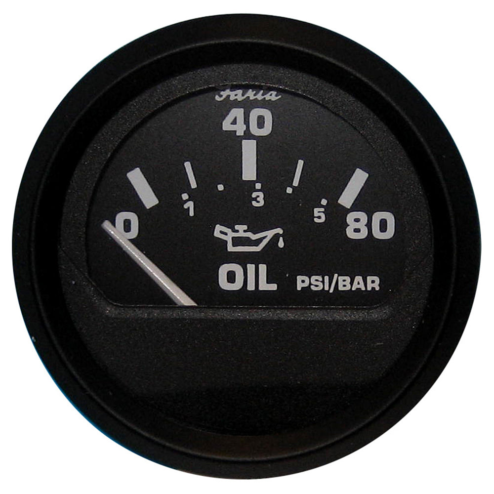 Suncoast Marine and Auto offers Faria Euro Black 2" Oil Pressure Gauge (80 PSI) (12803)