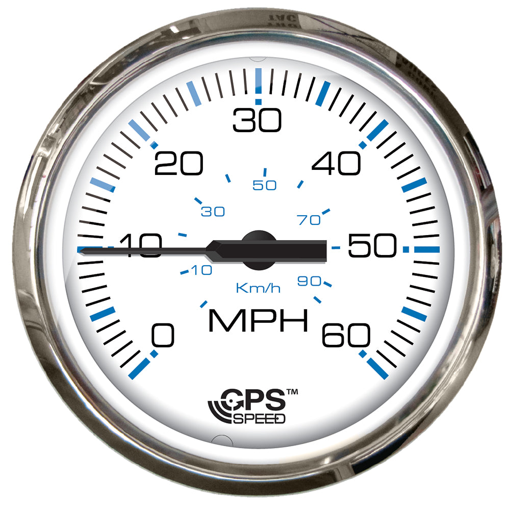 Suncoast Marine and Auto offers Faria Chesapeake White SS 4" Studded Speedometer - 60MPH (GPS) (33839)