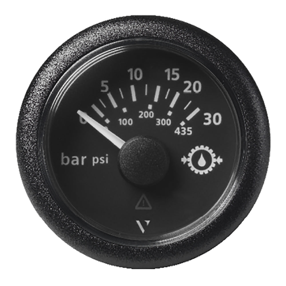 Suncoast Marine and Auto offers Veratron 52MM (2-1/16") ViewLine Transmission Oil Pressure 30 Bar/435 PSI - Black Dial Round Bezel (A2C59514141)