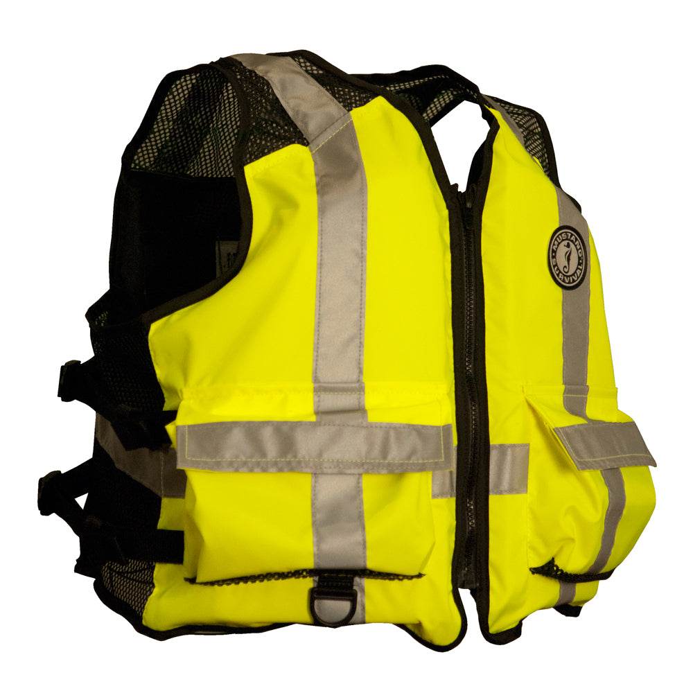 Suncoast Marine and Auto offers Mustang High Visibility Industrial Mesh Vest - Fluorescent Yellow/Green/Black - XXL/3XL (MV1254T3-239-XXL/XXXL-216)