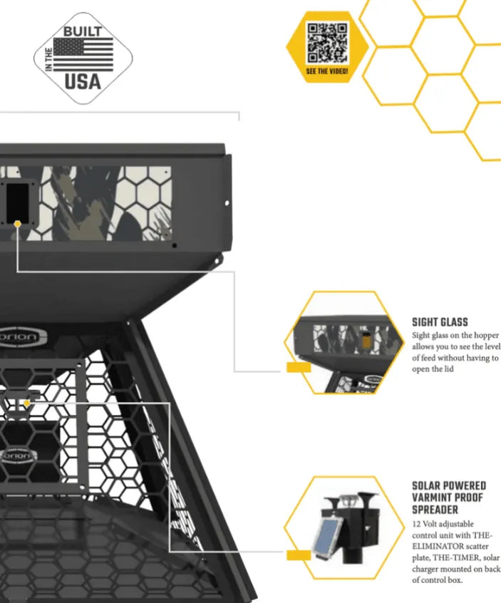 Suncoast Marine and Auto offers ORION HUNTING PRODUCTS 450lbs Fill Deer Feeder w/ 12V Battery and Solar FDR1000450