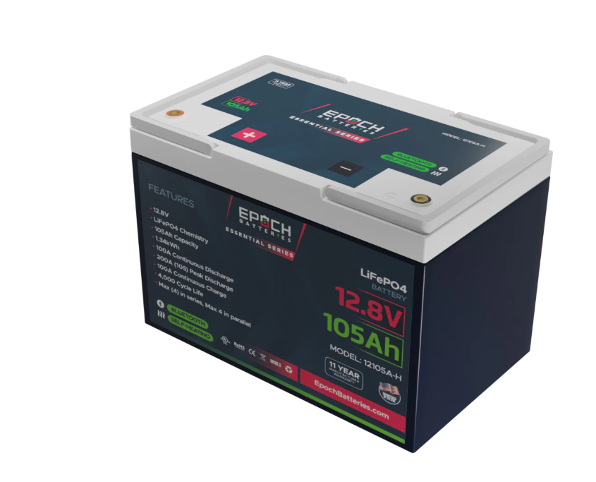 Suncoast Marine and Auto offers Epoch Battery 12V 105Ah Essential Series - Bluetooth & Heated LiFePO4 (12105A-H)