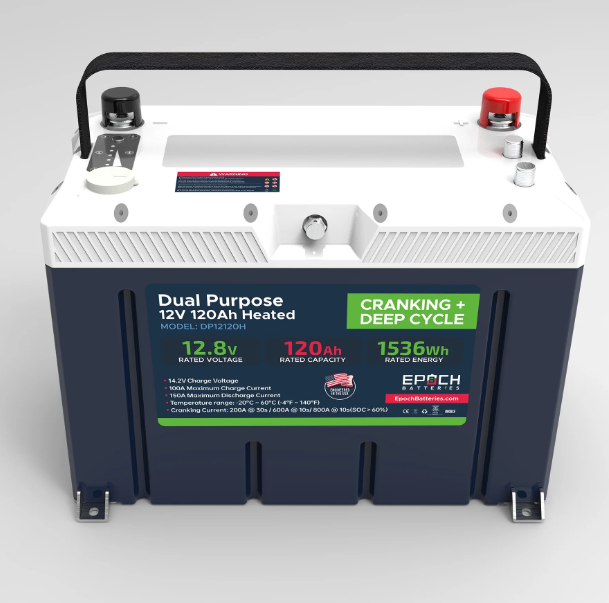 Suncoast Marine and Auto offers Epoch Battery 12V 120Ah Pro Series - LiFePO4 Cranking & Deep Cycle Lithium Battery (Dual Purpose) DP12120H