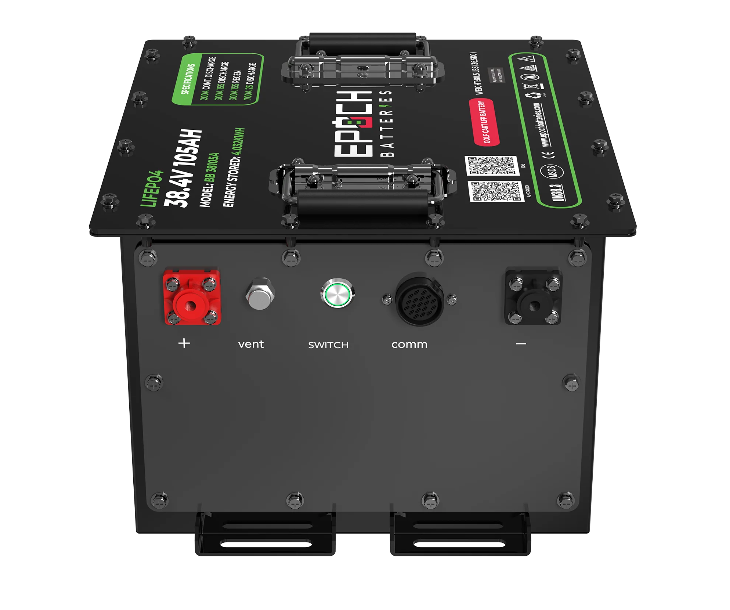 Suncoast Marine and Auto offers Epoch Battery 36V 105Ah Lithium (LiFePO4) Golf Cart Battery - Complete Kit (BB38105A-kit-1)