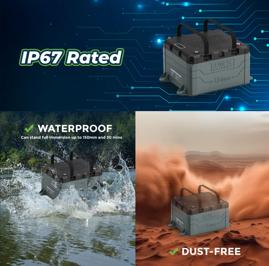Suncoast Marine and Auto offers Epoch Battery 48V 50Ah LiFePO4 Lithium Battery - Bluetooth, Heating, Waterproof (B4850A)