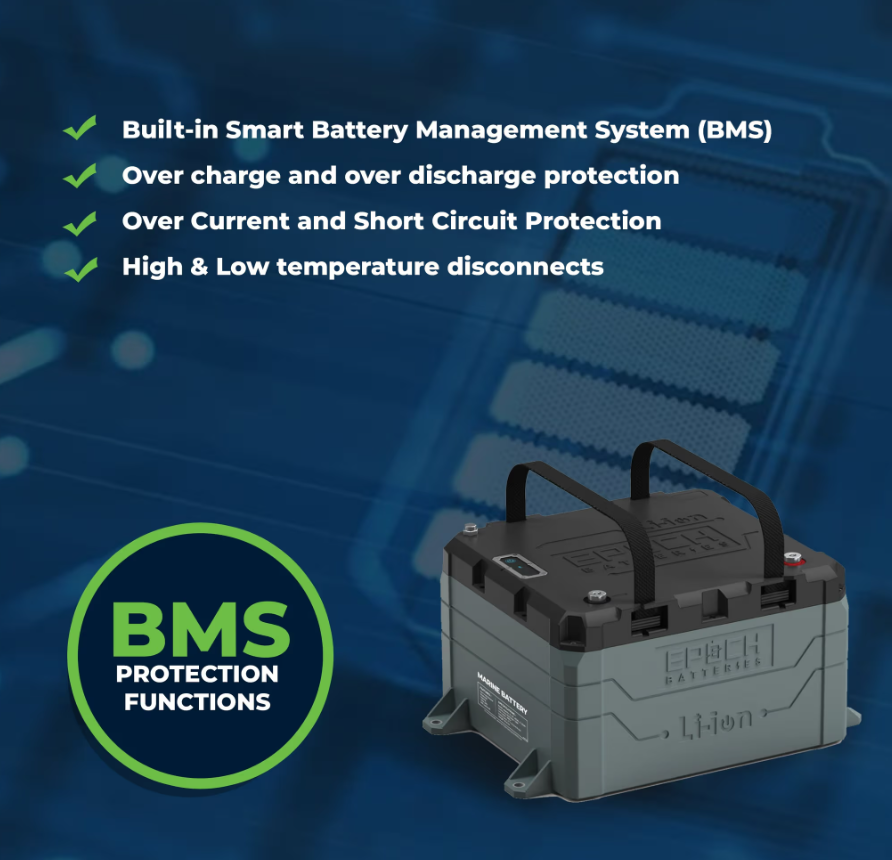 Suncoast Marine and Auto offers Epoch Battery 48V 50Ah LiFePO4 Lithium Battery - Bluetooth, Heating, Waterproof (B4850A)