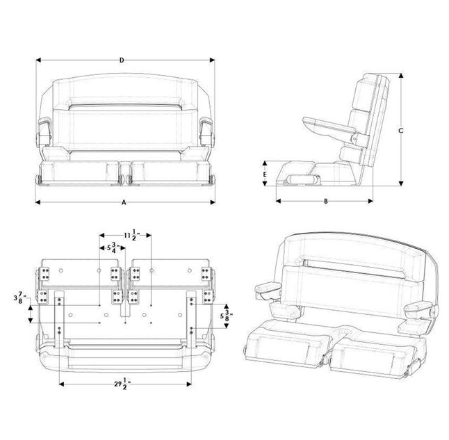 Suncoast Marine and Auto offers TACO MARINE 40" Capri Helm Bench, Dual Bolster (HA140WHA000070)