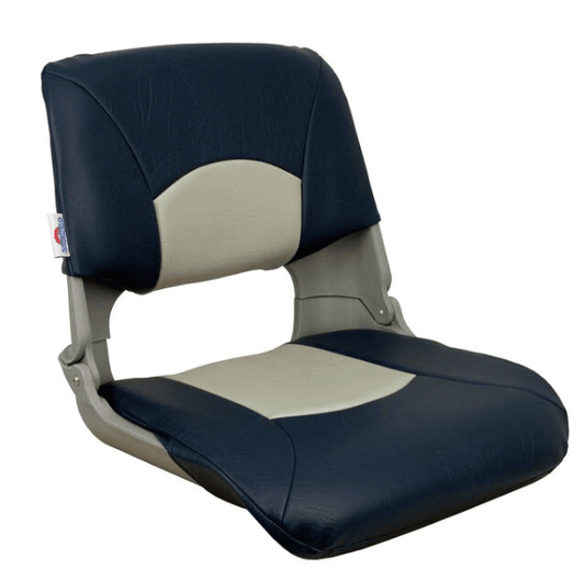 SPRINGFIELD Skipper Folding Seat, Blue And Gray Upholstery With Gray Shell Model # 17072901 Mfg # 1061019 - Suncoast Marine & Auto Supply