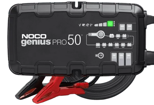 Suncoast Marine and Auto offers NOCO 50A Smart Car Battery Charger, 6V, 12V and 24V Portable Car Charger GENIUSPRO50