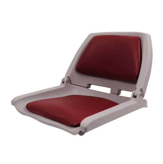 Suncoast Marine and Auto offers WEST MARINE Gray Folding Molded Boat Seat with Red Cushion (75109R)