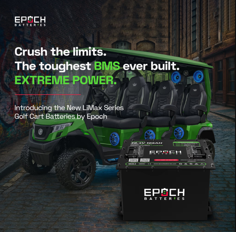 Suncoast Marine and Auto offers Epoch Battery 36V 105Ah Lithium (LiFePO4) Golf Cart Battery - Complete Kit (BB38105A-kit-1)