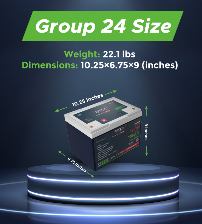 Suncoast Marine and Auto offers Epoch Battery 12V 105Ah Essential Series - Bluetooth & Heated LiFePO4 (12105A-H)