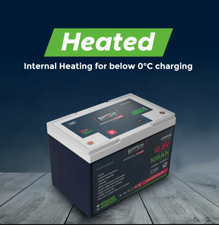 Suncoast Marine and Auto offers Epoch Battery 12V 105Ah Essential Series - Bluetooth & Heated LiFePO4 (12105A-H)