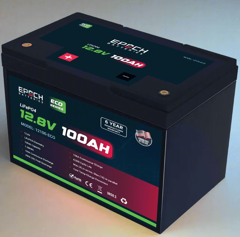 Suncoast Marine and Auto offers Epoch Battery 12V 100Ah Eco Series LiFePO4 Battery (12100-ECO)