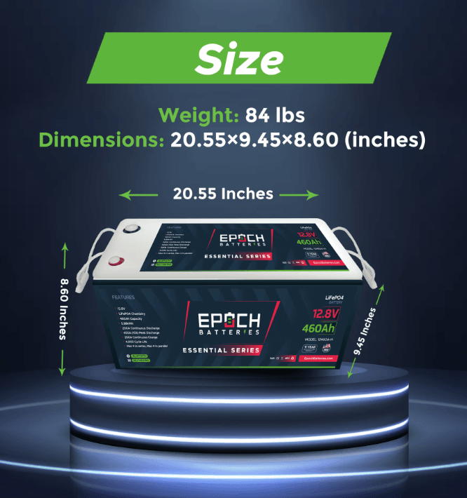Suncoast Marine and Auto offers Epoch Battery 12V 460Ah Essential Series - Bluetooth & Heated LiFePO4 Battery (12460A-H)