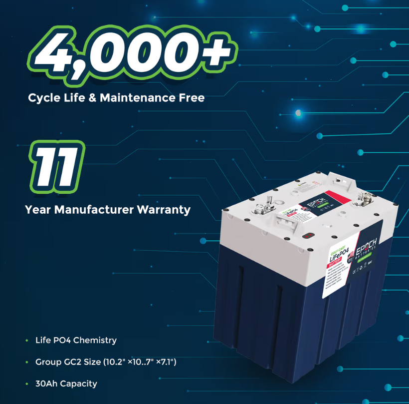 Suncoast Marine and Auto offers Epoch Batteries 48V 60Ah GC2 - Golf Cart LiFePO4 Lithium Battery (48V-60Ah-GC2-Kit)