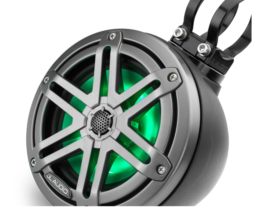 Suncoast Marine and Auto offers JL Audio VeX™ Enclosed Speaker System M3 6.5" with LED and Gray Sport Grille (M3-650VEX-Mb-S-Gm-i)