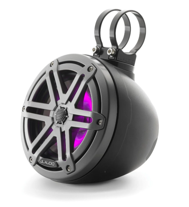 Suncoast Marine and Auto offers JL Audio VeX™ Enclosed Speaker System M3 6.5" with LED and Gray Sport Grille (M3-650VEX-Mb-S-Gm-i)