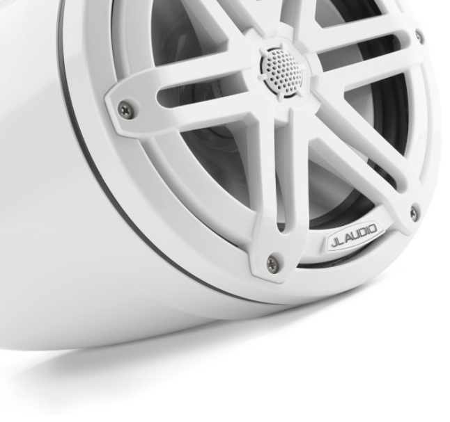 Suncoast Marine and Auto offers JL Audio® M3 Enclosed Tower Speakers 7.7" with White Sport Grille (M3-770ETXv3-Gw-S-Gw)