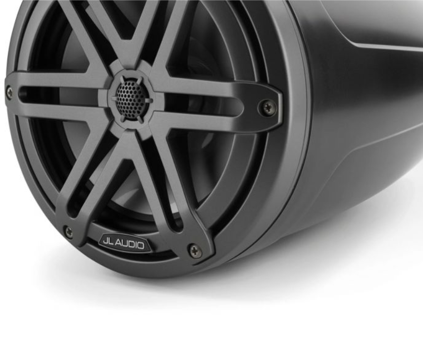 Suncoast Marine and Auto offers JL Audio® M3 Enclosed Tower Speakers 7.7" with Gray Sport Grille (M3-770ETXv3-Sb-S-Gm)