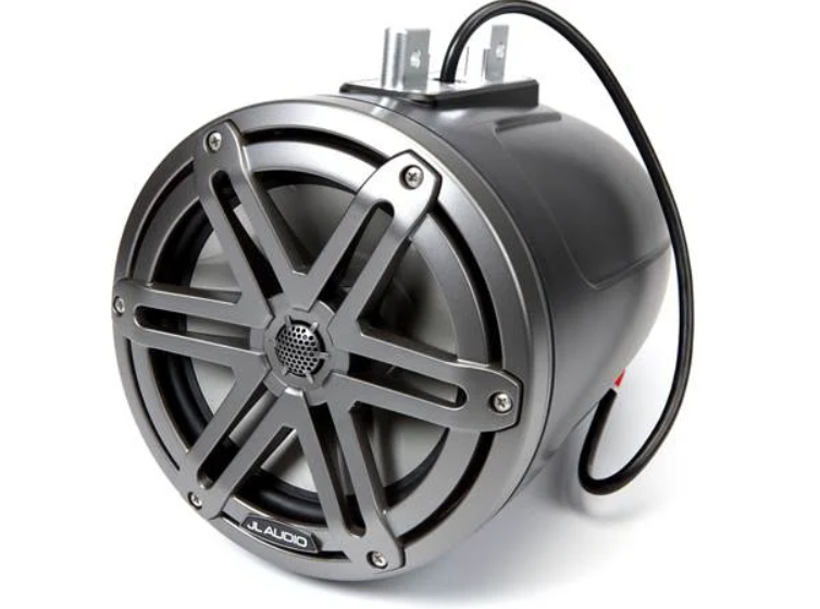 Suncoast Marine and Auto offers JL Audio® M3 Enclosed Tower Speakers 7.7" with Gray Sport Grille (M3-770ETXv3-Sb-S-Gm)