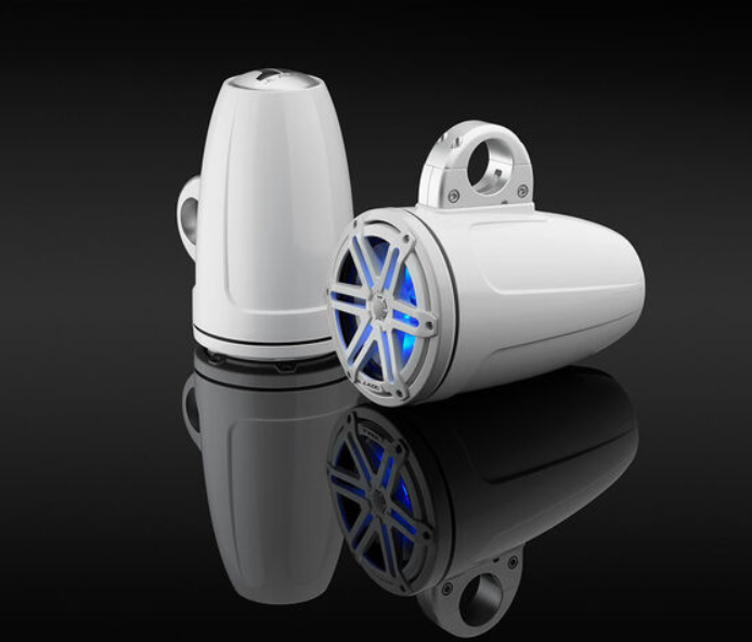 Suncoast Marine and Auto offers JL Audio® M3 Enclosed Tower Speakers 7.7" with LED and White Sport Grille (M3-770ETXv3-Gw-S-Gw-i)