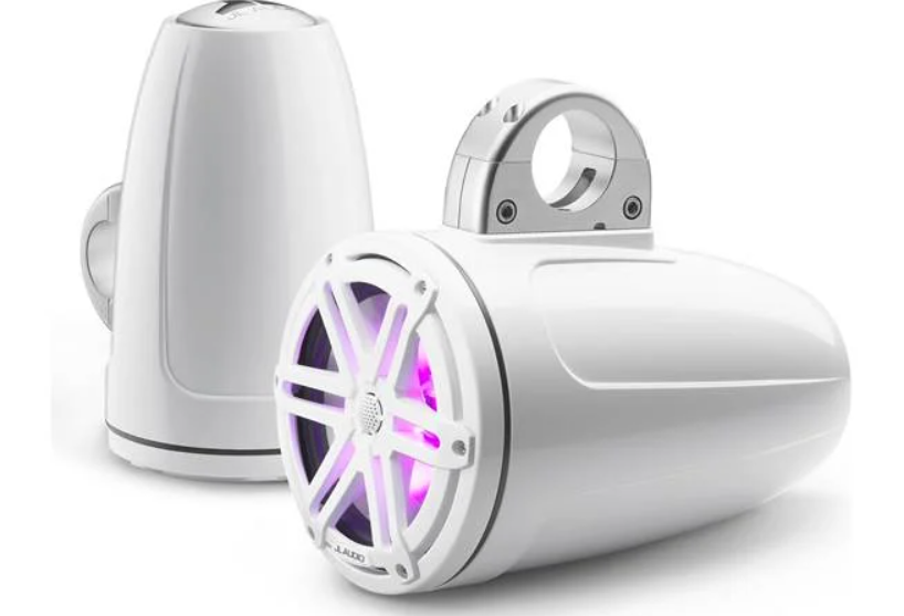 M3-770ETXv3-Gw-S-Gw-i 7.7" Enclosed Marine Coaxial Speaker System, Gloss White, White Sport Grilles with RGB LED Lighting. Model # 19562065 Mfg # 010-03270-00.