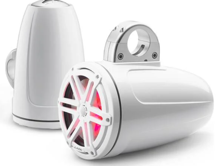 M3-770ETXv3-Gw-S-Gw-i 7.7" Enclosed Marine Coaxial Speaker System, Gloss White, White Sport Grilles with RGB LED Lighting. Model # 19562065 Mfg # 010-03270-00.
