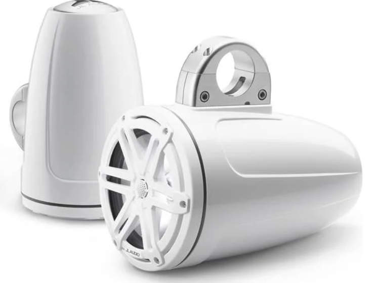 Suncoast Marine and Auto offers JL Audio® M3 Enclosed Tower Speakers 7.7" with LED and White Sport Grille (M3-770ETXv3-Gw-S-Gw-i)