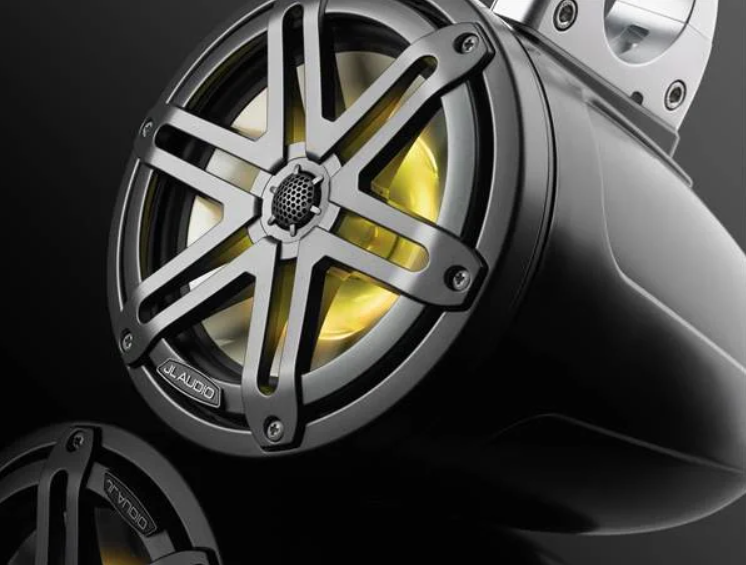 Suncoast Marine and Auto offers JL Audio® M3 Enclosed Tower Speakers 7.7" with LED and Gray Sport Grille (M3-770ETXv3-Sb-S-Gm-i)
