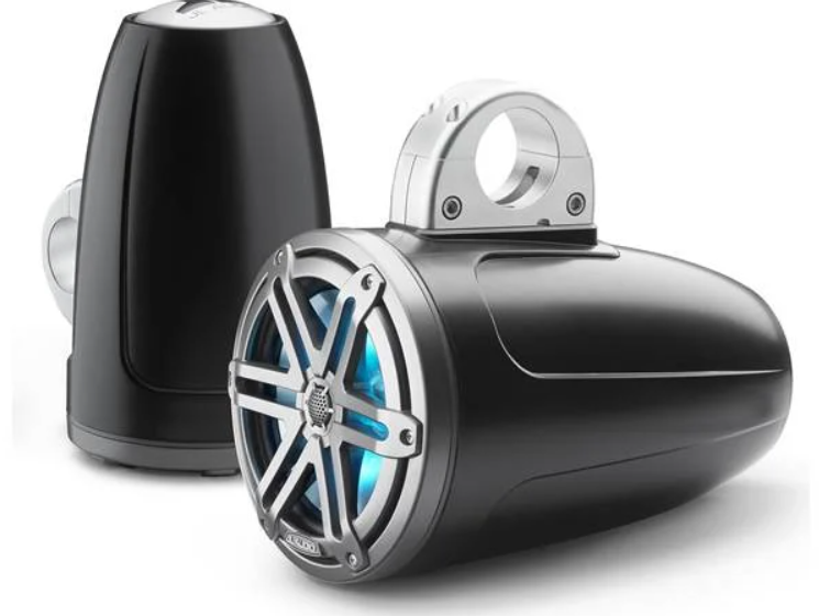 Suncoast Marine and Auto offers JL Audio® M3 Enclosed Tower Speakers 7.7" with LED and Gray Sport Grille (M3-770ETXv3-Sb-S-Gm-i)
