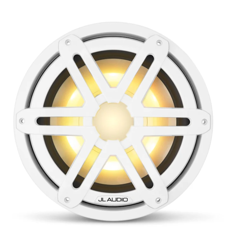 Suncoast Marine and Auto offers JL Audio M3 Marine Subwoofer 10" with LED and White Sport Grille (M3-10IB-S-Gw-i-4)