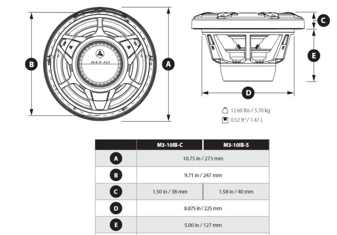 Suncoast Marine and Auto offers JL Audio M3 Marine Subwoofer 10" with LED and Gray Sport Grille (M3-10IB-S-Gm-i-4)