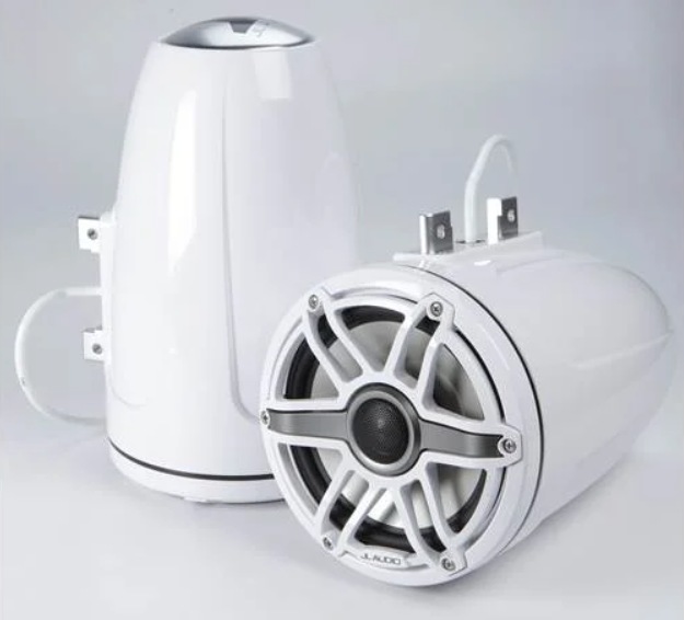 Suncoast Marine and Auto offers JL Audio® M6 Enclosed Tower Speakers 7.7" with White Sport Grille (M6-770ETXv3-Gw-S-GwGw)