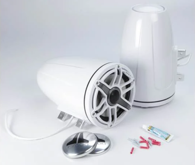 Suncoast Marine and Auto offers JL Audio® M6 Enclosed Tower Speakers 7.7" with White Sport Grille (M6-770ETXv3-Gw-S-GwGw)