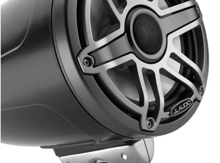 Suncoast Marine and Auto offers JL Audio® M6 Enclosed Tower Speakers 7.7" with Titanium Sport Grille (M6-770ETXv3-Sb-S-GmTi)