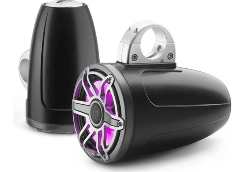 Suncoast Marine and Auto offers JL Audio® M6 Enclosed Tower Speakers 7.7" with LED and Titanium Sport Grille (M6-770ETXv3-Sb-S-GmTi-i)