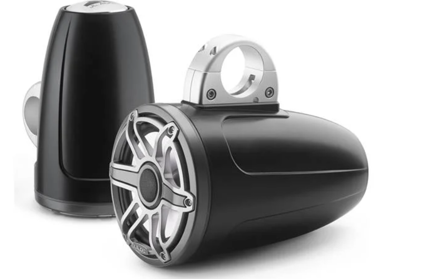 Suncoast Marine and Auto offers JL Audio® M6 Enclosed Tower Speakers 7.7" with LED and Titanium Sport Grille (M6-770ETXv3-Sb-S-GmTi-i)