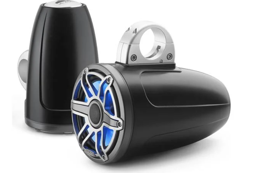 Suncoast Marine and Auto offers JL Audio® M6 Enclosed Tower Speakers 7.7" with LED and Titanium Sport Grille (M6-770ETXv3-Sb-S-GmTi-i)