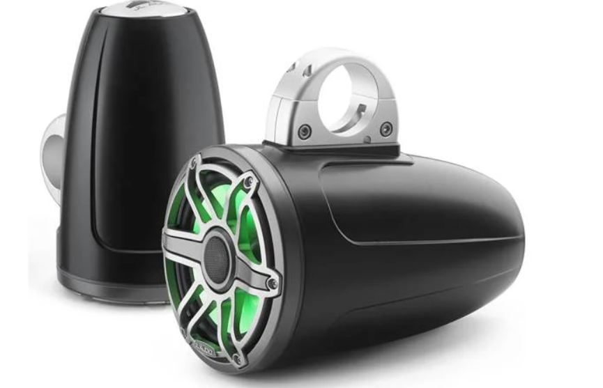 Suncoast Marine and Auto offers JL Audio® M6 Enclosed Tower Speakers 7.7" with LED and Titanium Sport Grille (M6-770ETXv3-Sb-S-GmTi-i)