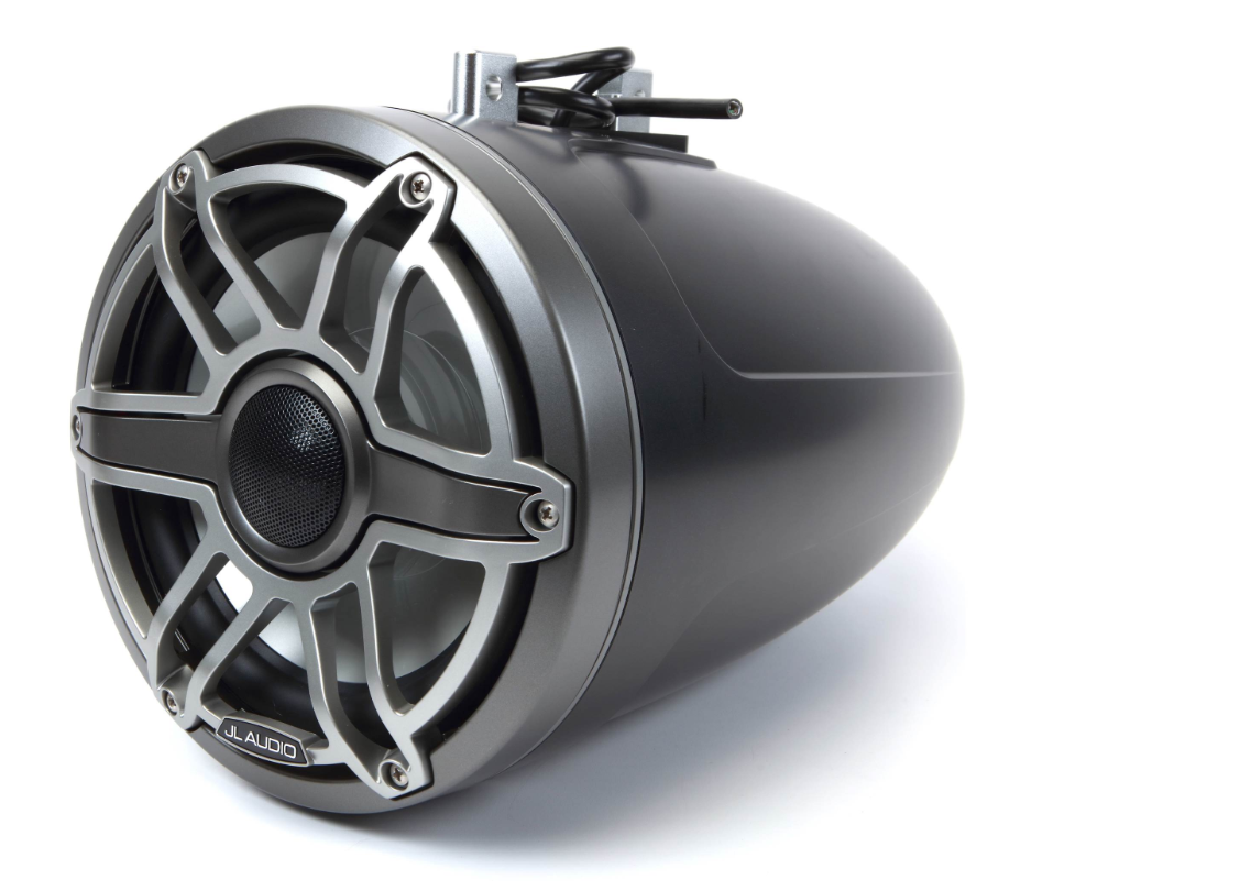 Suncoast Marine and Auto offers JL Audio® M6 Enclosed Tower Speakers 8.8" with Titanium Sport Grille (M6-880ETXv3-Sb-S-GmTi)
