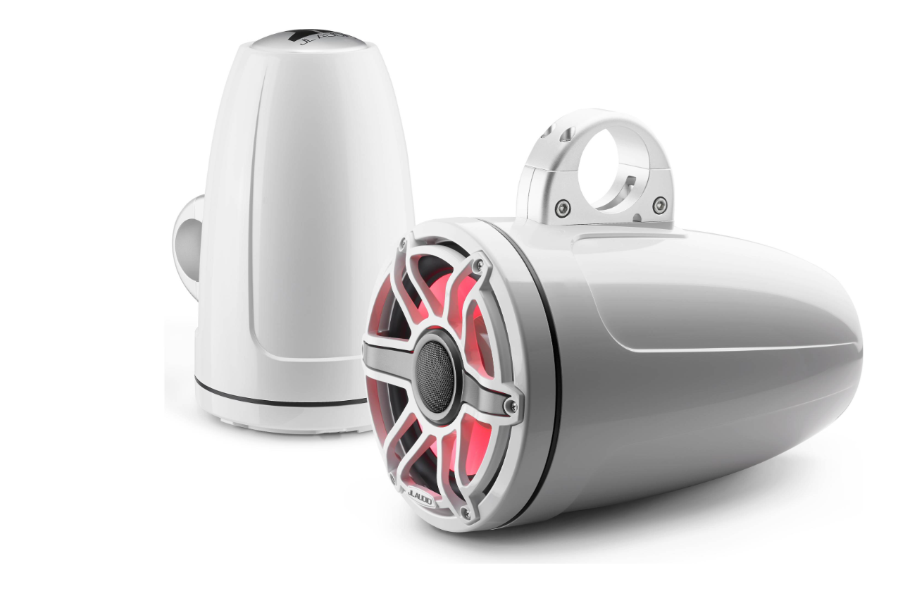 Suncoast Marine and Auto offers JL Audio® M6 Enclosed Tower Speakers 8.8" with LED and White Sport Grille (M6-880ETXv3-Gw-S-GwGw-i)
