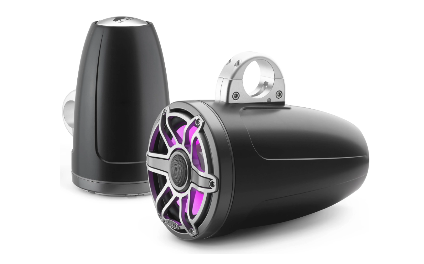 Suncoast Marine and Auto offers JL Audio® M6 Enclosed Tower Speakers 8.8" with LED and Titanium Sport Grille (M6-880ETXv3-Sb-S-GmTi-i)