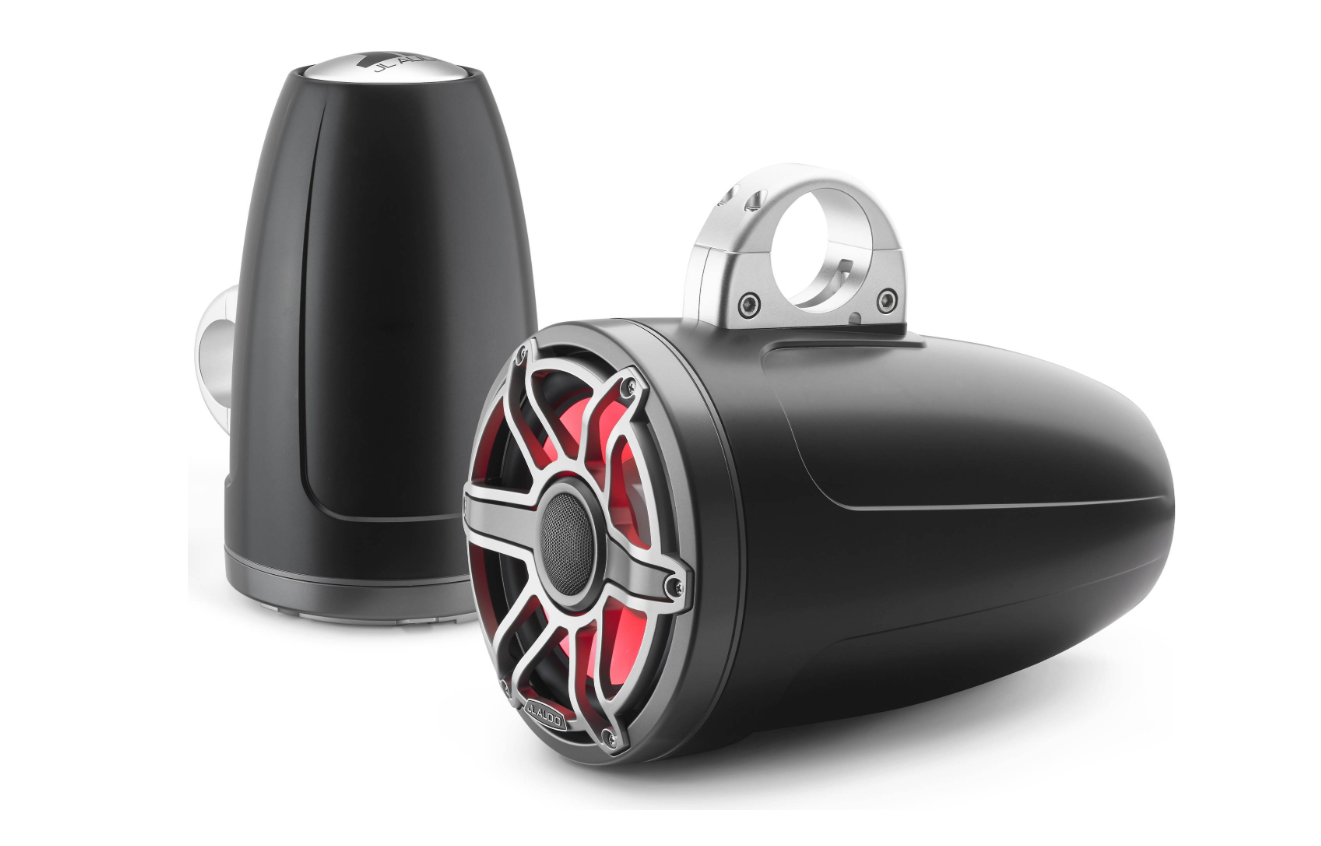 Suncoast Marine and Auto offers JL Audio® M6 Enclosed Tower Speakers 8.8" with LED and Titanium Sport Grille (M6-880ETXv3-Sb-S-GmTi-i)